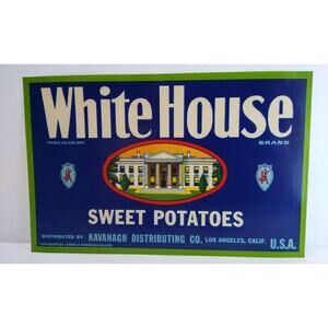 White House Sweet Potatoes Kavanagh Crate Label Original Vintage 1960's
